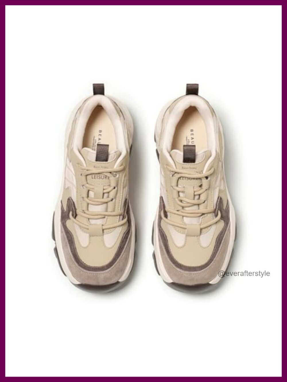 BEAU TODAY Womens Chunky Sneakers Lace-Up Air Mesh Dad Sneakers